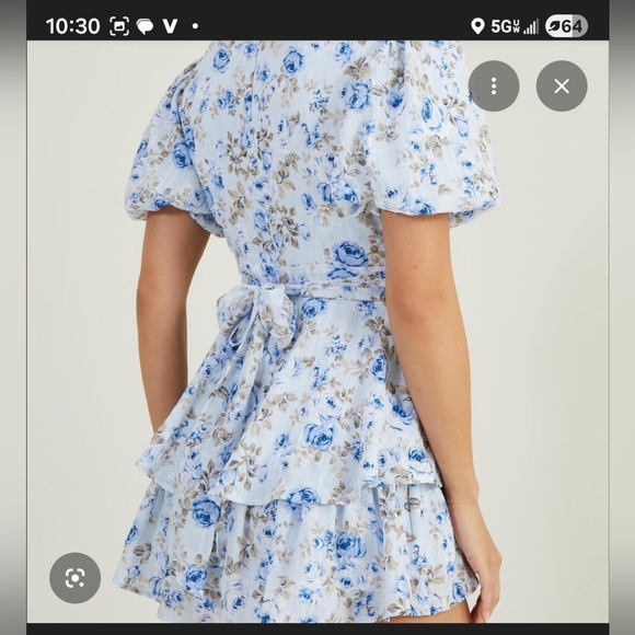 NWT Altar’d State Blue Floral Romper – Tie Waist, Puff Sleeves - Picture 12 of 12